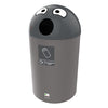 Cans label grey lid Buddy Bin 84 litres. Hole aperture dome lid cylinder bin.
