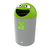Mixed recycling label lime lid Buddy Bin 84 litre. Happy aperture dome lid cylinder bin.