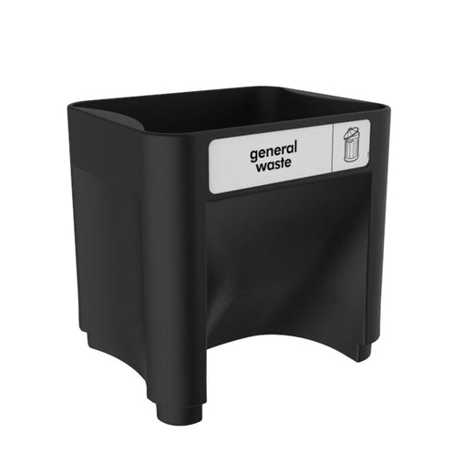 Black single trash bin unit with no lid