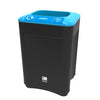 52 Litre internal recycling bin with black base and blue lid with paper graphic