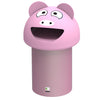 Piglet designed litter bin in pink with throw in aperture. 