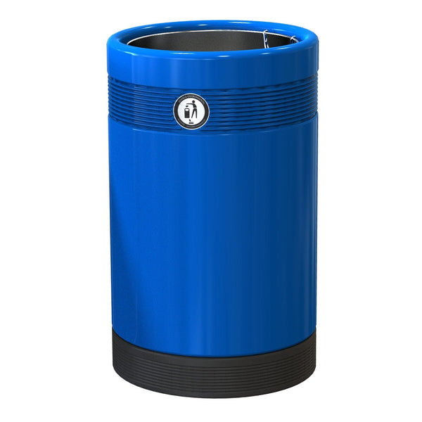 Blue freestanding Monarch with black base and galvanised internal liner 