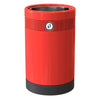 Open top plastic litter bin in red with black base with internal handled galvanised liner