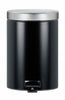 Brabantia small pedal bin in black with Stainless Steel lid
