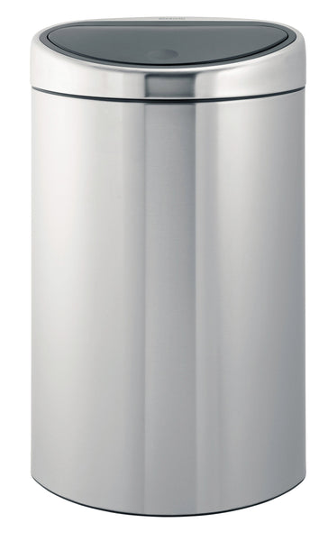 Metallic Grey Brabantia Flat Back 40 Litre  Soft Touch Bin with Removable Lid