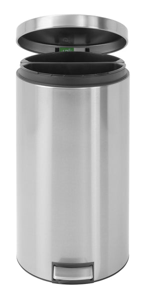 Brabantia 40L Cylindrical Step Pedal Bin with Two Inner Buckets Metallic Finish
