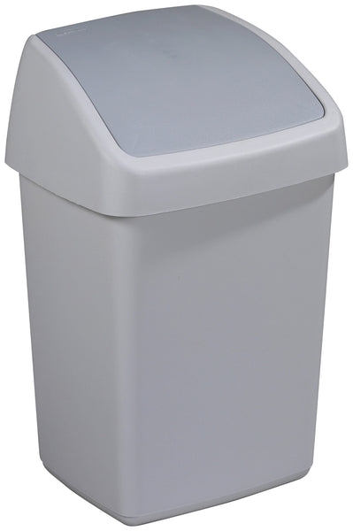 10 litre swing lid bin with light grey base and slightly darker grey lids