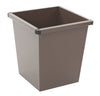 brown waste paper bin with a 27 litre capacity and tapered body
