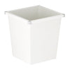 Square tapered waste paper bin with a 27 litre capacity, fully open top with protective rim around the edges