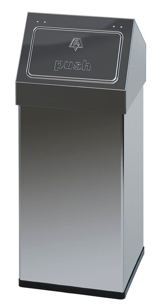 55L Stainless Steel Carro Push Bin. Stylish large capacity commercial rubbish bin.