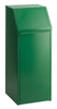 Square tall 70 litre metal waste bin, all green unit with push flap mechanism for disposal of waste