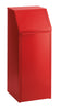 Freestanding rectangular litterbin with push flap and front opening door, red metal construction