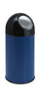 40 Litre push flap bin with blue body and black domed shaped lid