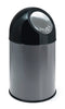 Metallic grey 30 litre litter bin with push flap aperture within a black lid