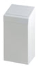 Square white waste paper bin with sloped removable lid and push flap aperture 