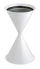 White diabolo shaped cigarete stand, featuring a wide base for stability