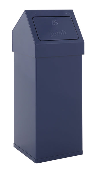55 Litre Blue Carro Push Bin. Designed for high demand daily indoor use.
