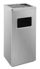 Stainless steel litter and cigarette bin.  Rectangle aperture to the front and grated lid for cigarettes