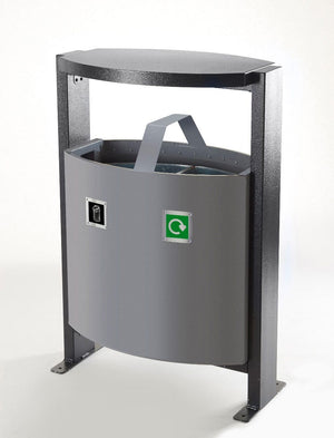Steel Outdoor Recycling Bin - 2 x 39 Litre Compartments
