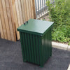 Anti vandal litter bin in green with lid and lift handle