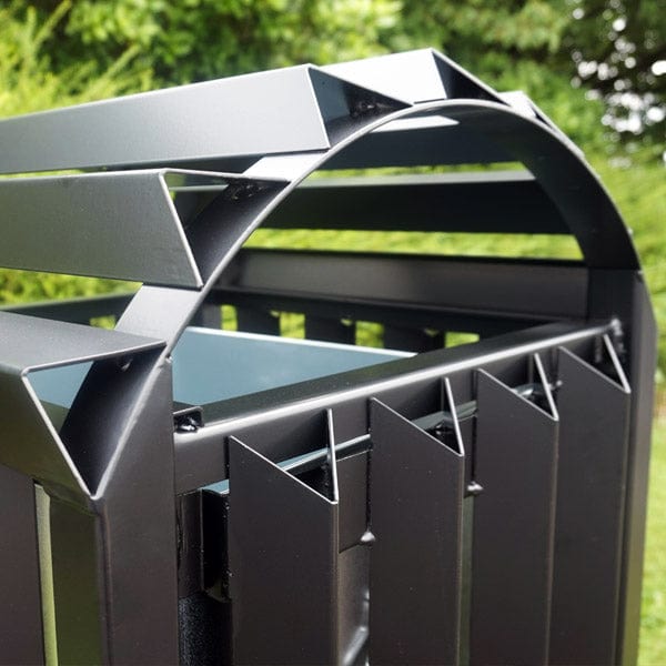 Anti vandal large litter bin in a charcoal grey finish