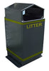 Large metal apex hooded litter bin in grey