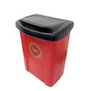 Apollo dog waste litterbin in red with a black lid and gold dog waste symbol