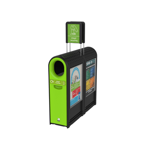 Lime Green Slim Recycling Bins placed back to back are perfect for narrow spaces with their slim design.