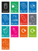 Preview of available color coded and categorized sticker labels. 