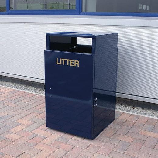 Dark Blue Galvanised Steel Barnsley Outdoor Litter Bin.