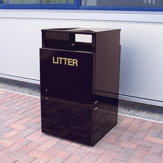 112L Barnsley Outdoor Litter Bin with a sizable two-way access aperture.