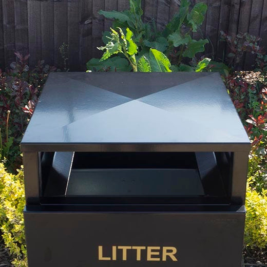 Front aperture access of the Barnsley Outdoor Litter Bin.