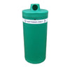 Large green outdoor battery recycling bin with hole in the lid