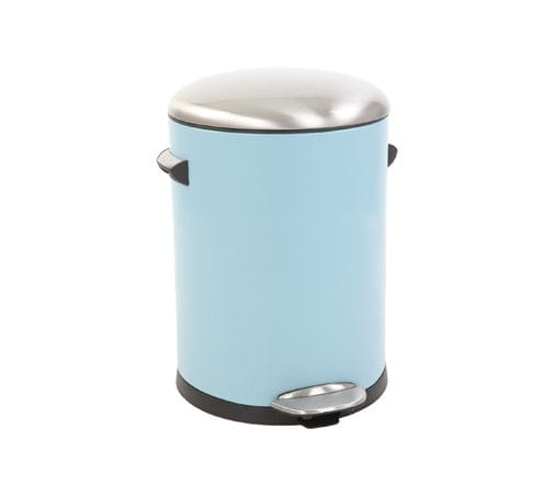 Light blue body EKO Belle Deluxe Pedal Bin with integrated foot pedal and handles for easy maneuvering.