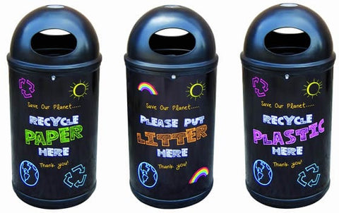 Colourful Blackboard Recycling Bin - 130 Litre
