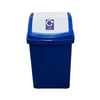 Blue 50L flip lid recycling bin with sticker label for paper waste.