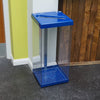 Blue recycling bin with blue slot lid for paper collection and transparent body