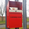 Wall mounted bulls eye chewing gum disposal bin. Made of robust weather resistant steel.