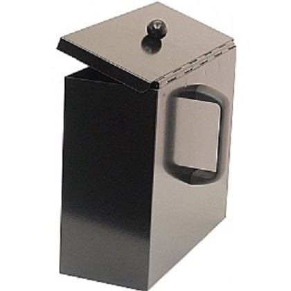 Cigarette Butt Catcher Hinge Lid Box with handle. Powder coated weather resistant design.