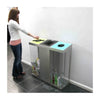 Large capacity triple recycling C-Bins with labeled lids for easy litter sorting.