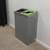 Large capacity double recycling bin made of galvanized steel. Simple design for easy upkeep.