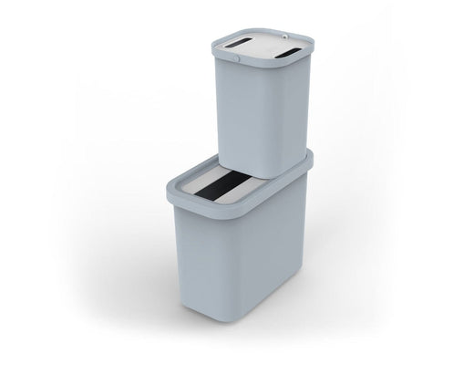 freestanding photo of a two stacked 7-litre trash bin compartment in grey