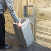 Single unit C-bin in use with hinged lid and removable bin for easy  cleanup & bag lining replacement.