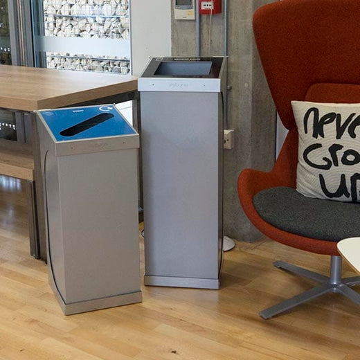 Paper and general waste single recycling C-bins. Versatile design to fit any office space.