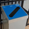 Blue-labeled C-bin for paper waste, made of durable galvanized steel to suit any space.