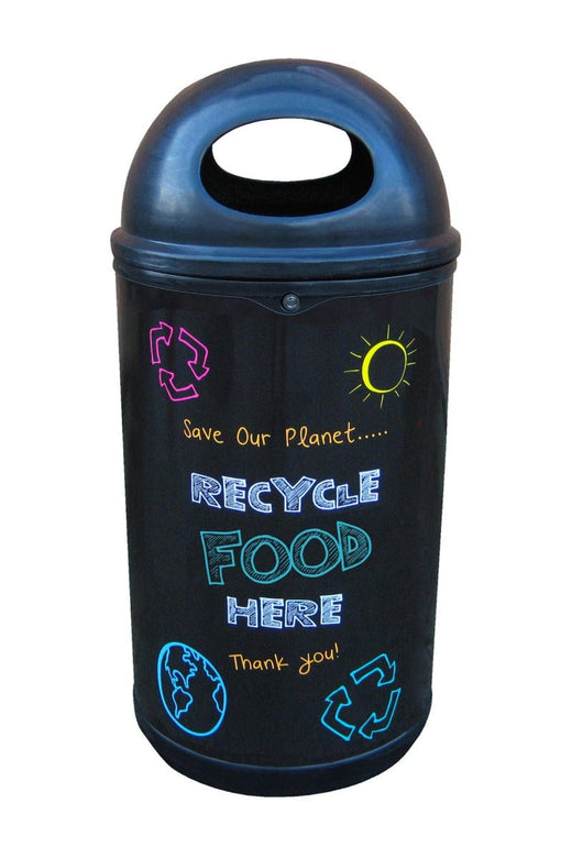 Colorful blackboard bin with Optional Lock & Key and Ground Fixing Bolts Available.