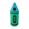Small plastic crayon shaped litter bin for collection of fruit with circular aperture to the lid