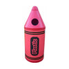Red crayon design litter bin with plastics lettering to the front of the bin