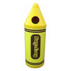 Crayon shaped bin for the collection of recycling with aperture to the front and finished in yellow