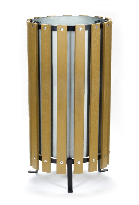 Wood Effect Circular Open Top Litter Bin - 45 and 70 Litre Available